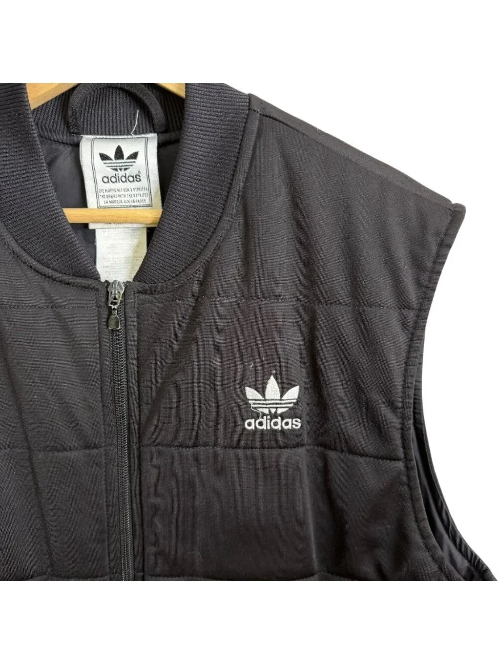 Vintage Y2K Adidas Sportswear‎ Streetwear Trefoil Vest Black M Quilted